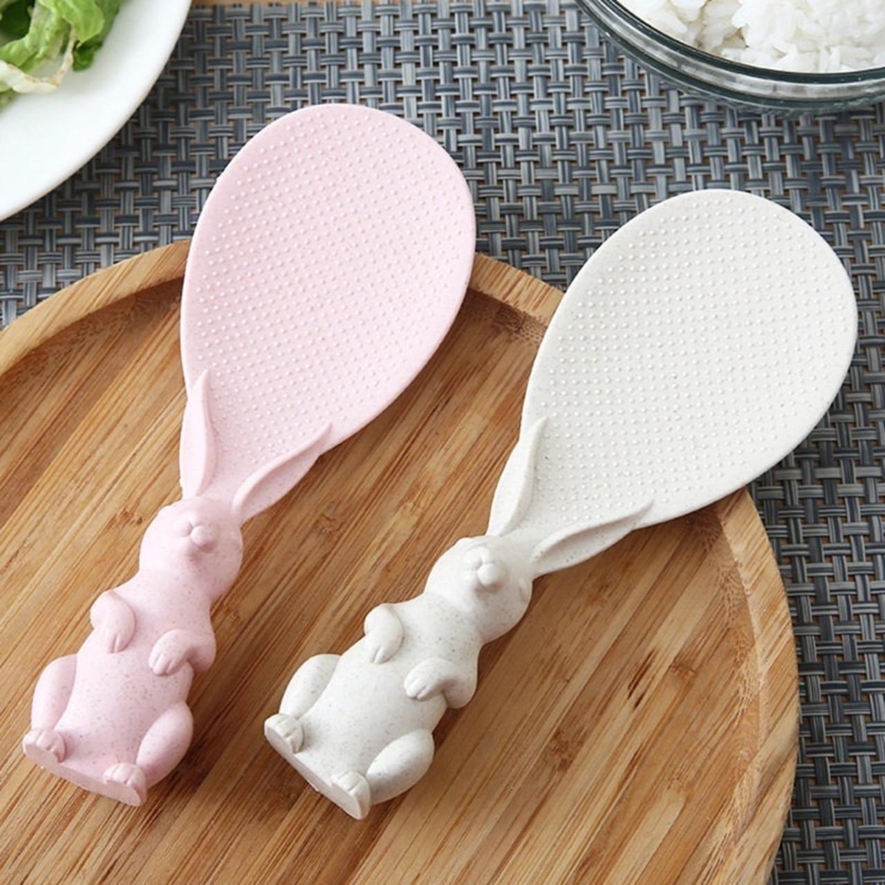 [COMBO 2] Muỗng Xới Cơm Chống Dính Hình Con Thỏ Nhựa PE Nguyên Sinh Cao Cấp (Muôi Xới Cơm Đế Đứng Dễ Thương) - MH HOME
