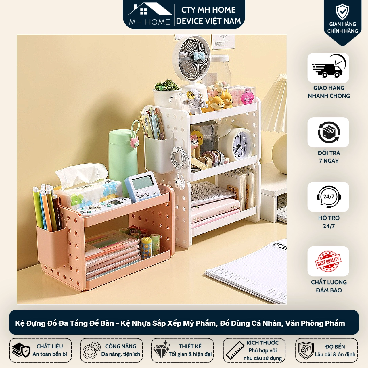 Kệ Đựng Đồ Đa Tầng Để Bàn – Kệ Nhựa Sắp Xếp Mỹ Phẩm, Đồ Dùng Cá Nhân, Văn Phòng Phẩm